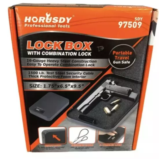 Horusdy Lock Box W/Combo Lock Gun Safe. SDY 97509. New