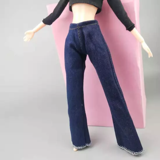 Fashion Floral Jeans Leather Pants Trousers 11.5" Doll Clothes 1/6 Accessories