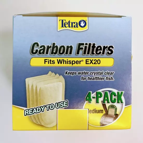 4-Pack Medium Tetra Carbon Filters fit Whisper EX20 Cartridge for Fish Aquarium