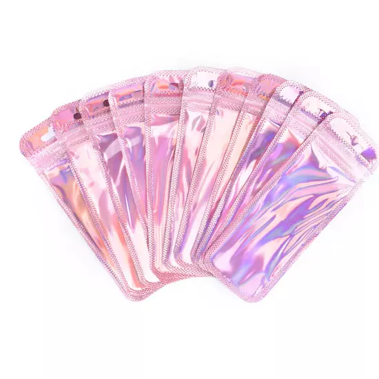 50pcs 4 Styles Laser Packaging Bag Flat Cosmetic Bag Holographic Mini BaN8-*