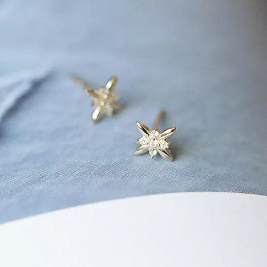 14K Yellow Gold Plated Sterling Silver Stud Earrings