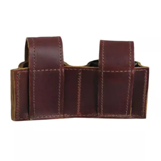 New Barsony Burgundy Leather Revolver Double Speed Loader Pouch .22 .38 .357