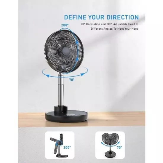 Portable Fans 12000mAh Rechargeable Pedestal Fans with Remote Foldaway Desk Fans