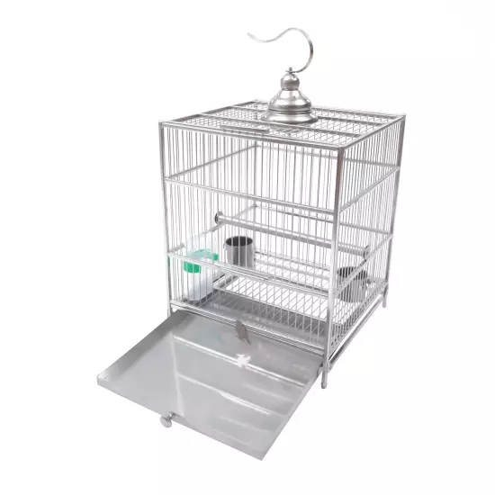 Large Metal Bird Flight Cages Square Bird Cages Drawer Type Cages w/2 Food Bowls