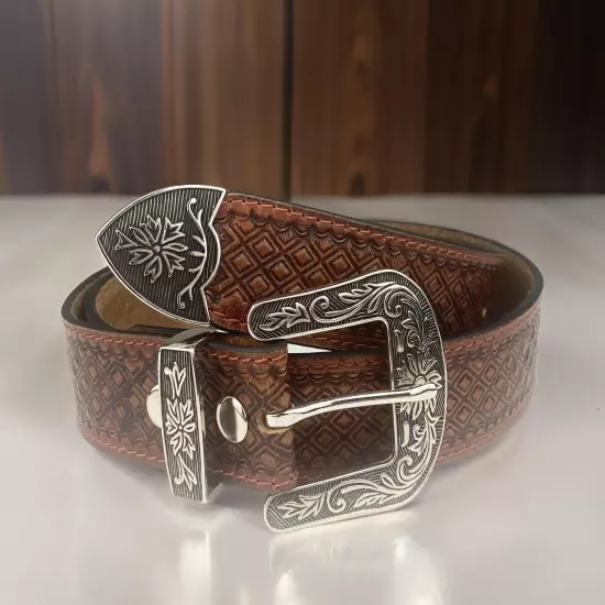 Western Genuine Leather Belt Full Grain Handmade Men's Heavy Duty With Buckle