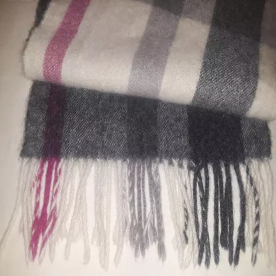 Balmoral multi-color plaid cashmere fringed scarf 10"x62" + 3" fringe