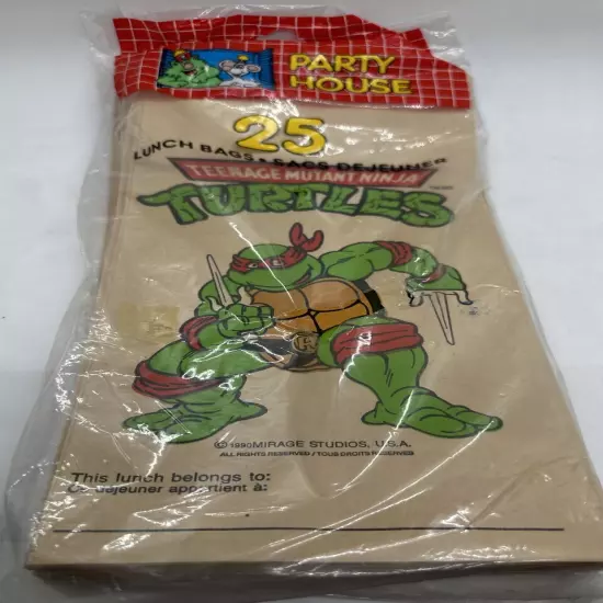 1990's Party House Raphael Teenage Mutant Ninja Turtles Lunch Bags 24 Pack OPEN