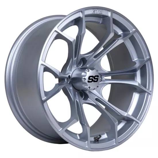 GTW Spyder 15x7 Machined/Matte Silver Golf Cart Wheel | 3:4 Offset | 4x4 Bolt