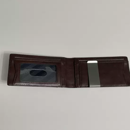 Zitahli Slim Minimalist Bifold Wallet for Men Brown with Money Clip