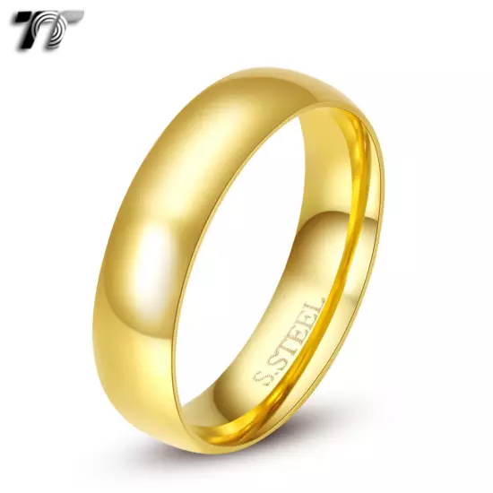 TT 2-10mm Width Gold Stainless Steel Wedding Band Ring Size 2-15 (R03J)2024 NEW