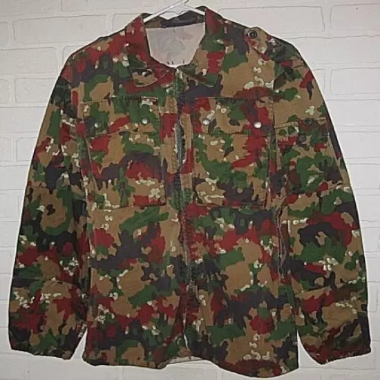 VINTAGE COMBAT CAMO JACKET MENS L HESS COAT GERMAN EURO ZIPPER MILITARY NA SWISS