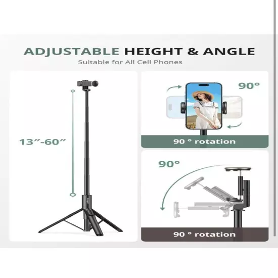 Sensyne 60" Phone Tripod & Selfie Stick, Lightweight All in One Phone