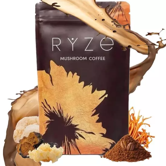 RYZE Mushroom Coffee Organic Coffee 30 Servings in one Pack - No odor New