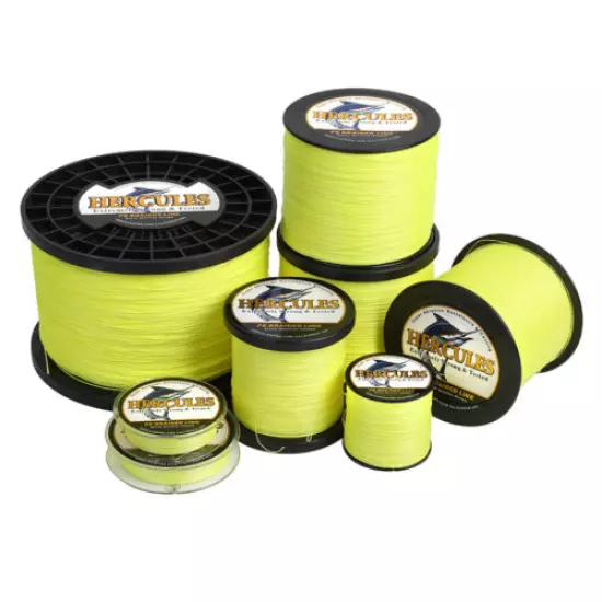 HERCULES 4 8 9 12 Strands 6-300lbs Braid Fish Line Fluorescent Yellow 109-2187yd