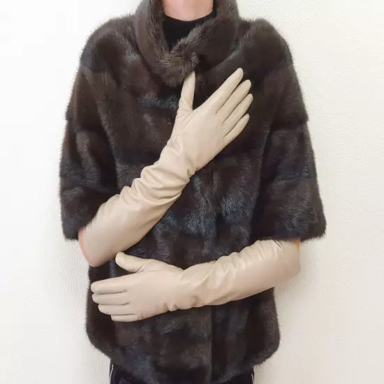 Long genuine leather gloves, opera elbow gloves - 18 inches / 46 cm. TOUCHSCREEN