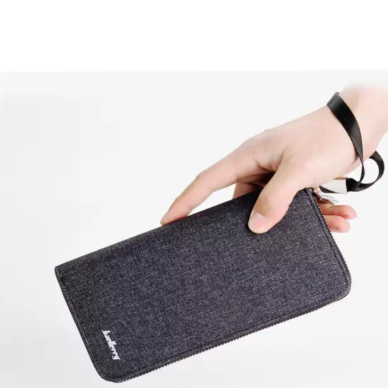 Men's Zip Wallet Multifunction Bifold Card Holder Long Clutch Billfold Purse