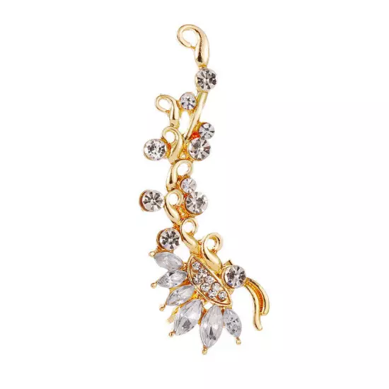 Full Crystal Butterfly Flower Single Crystal Ear Clip