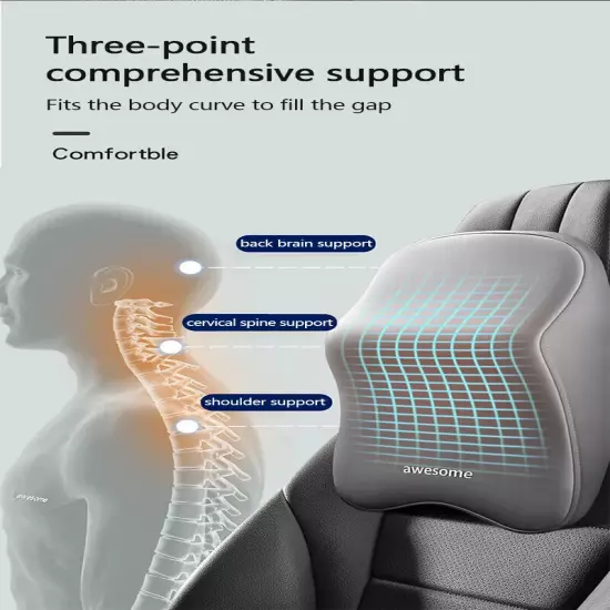 Car Lumbar Back Support Universal Headrest Neck Pillow Lumbar Car Seat Cushion