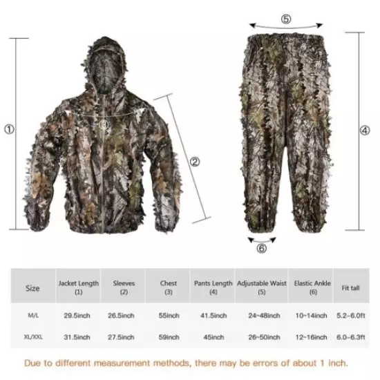 Outdoor Ghillie Suit 3D Tree Bionic Hunting Suit Woodland Camouflage Clothing