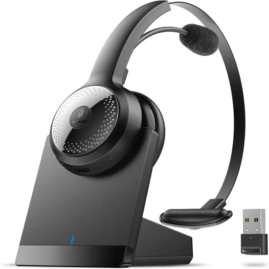 Wireless Headset for Computer, Bluetooth Headset with Noise Cancelling Microphon