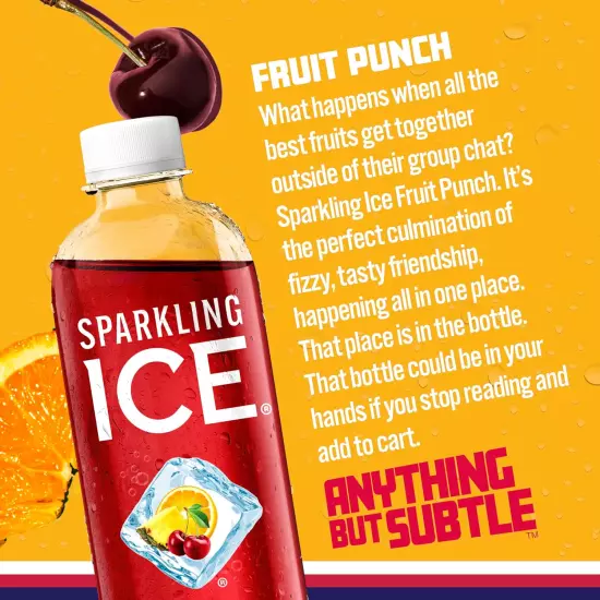 Sparkling Ice Fruit Punch Sparkling Water with Antioxidants and Vitamins Zero