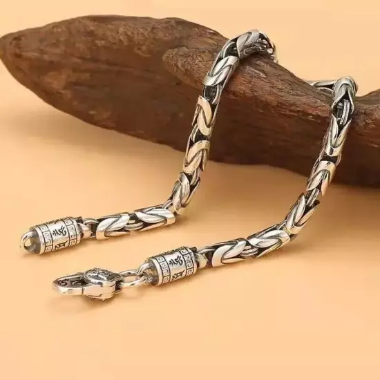 New Retro Silver 5mm Men's Safe Braided Bracelet Trendy Hip-hop Niche for Boyfr