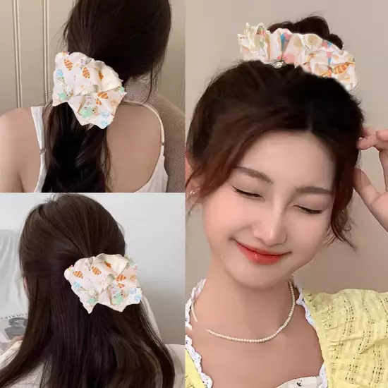 Square scarf hair band with cream and yellow bow W8D1 м/