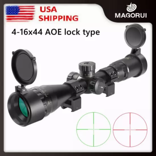 MEW - OPTICS 4-16x44 ST Tacticall Optic Sight Green Red Hunting Rifle Scope 