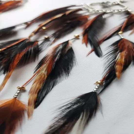 Long Boho Feather Earrings with Beaded Accents – Tribal Inspired Statement Jewel