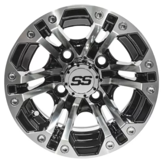 Set of 4 Golf Cart GTW Specter 10 inch Machined and Black Wheel With 3:4 Offset