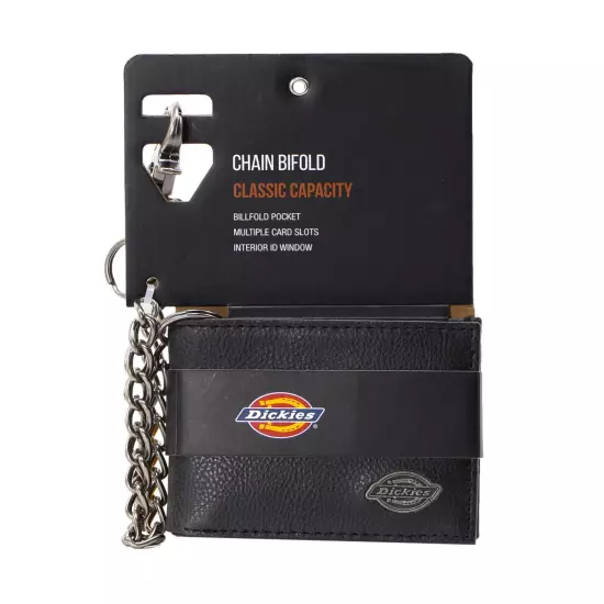 Dickies Men's Leather Slimfold Wallet With Chain