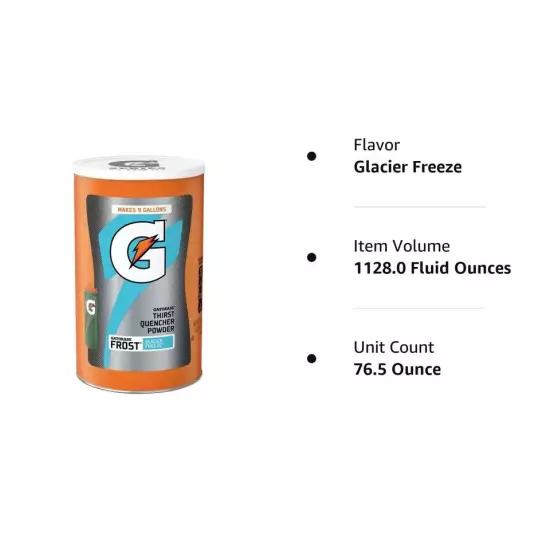 Gatorade Thirst Quencher Powder, Frost Glacier Freeze 76.5 Ounce PACK OF 2