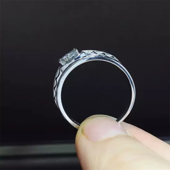 0.5CT 1CT Round Moissanite 925 Sterling Silver Engagement Ring Band For Mens