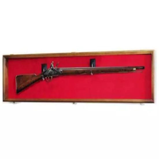 Gun Display Case Cabinet Rifle Black XL Large 65" Wood Musket Shotgun Shadow Box