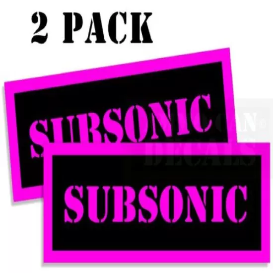 Ammo Can Decals SUBSONIC Labels Stickers 2 pack PINK BLACK 3"x1.15"