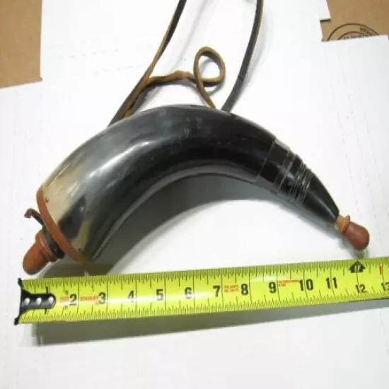 Large Vintage Horn Powder Horn Flask 