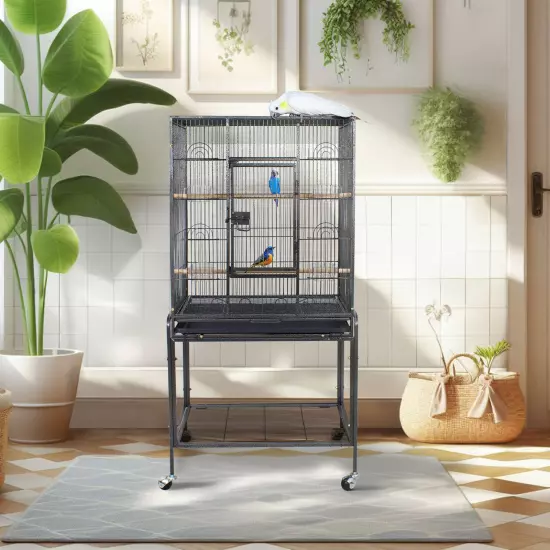 53" Large Bird Pet Cage Large Play Top Parrot Finch Cage Macaw Cockatoo W/ Door