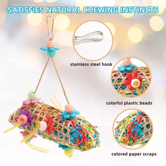 6 Pack Bird Colorful Chewing Toys Parrot Foraging Shredder Shred... 