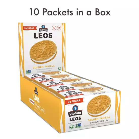 Leos - Golden Vanilla Sandwich Cookies - Low Sugar Snack Cookies - Low Carb Snac