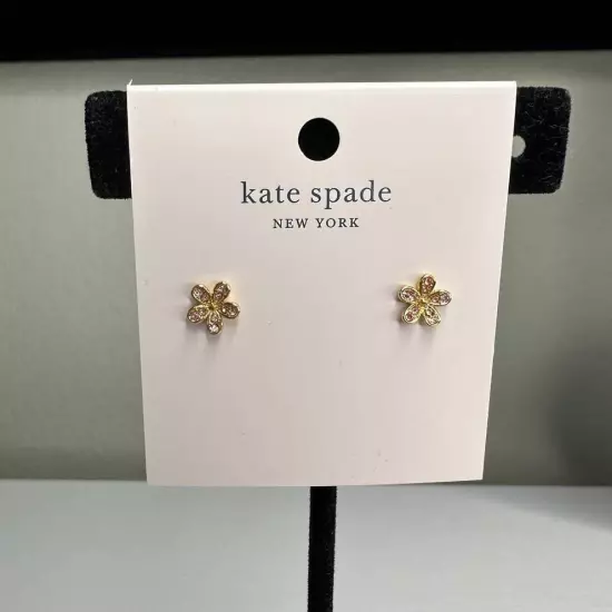 Kate Spade Gleaming Garden Delicate Flower Stud Earrings Light Peach Gold Tone