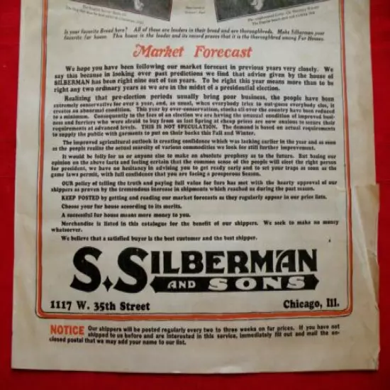 1924 Silberman's Trappers Supply Catalog Guns Knives Traps Fur Chicago