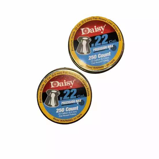 Daisy .22 Caliber Lot Of 2 Precision Max 250 Ct Flat Nosed Pellets