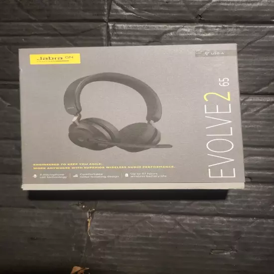 Jabra Evolve2 65 MS Wireless Headphones with Link380a, Stereo, Black – Wireless