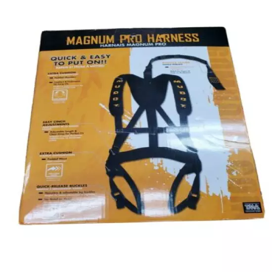 Muddy Outdoors Magnum Pro Padded Adjustable Treestand Harness System, Black- NEW