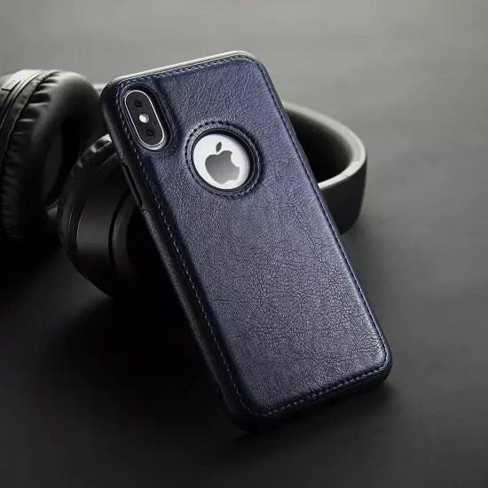 For iPhone X XR Xs Max Shockproof Leather Premium Slim Case Non-Slip Grip Cover