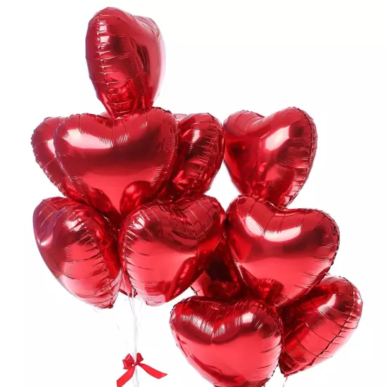 18 Inch Red Heart Balloons for Valentines Day Decor 12 Pcs Valentines Day Hea...