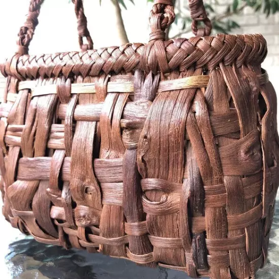 Authentic Wild Basketry Knitted in Japan Precious Wild Grape Vines 8.6" x 5.9"