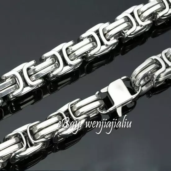 HEAVY 15mm Chain Silver Byzantine Link Stainless Steel Men's HUGE Bracelet 8~12"