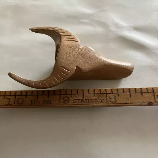 Vintage Bolo Slide Wood Steer ~2.5”