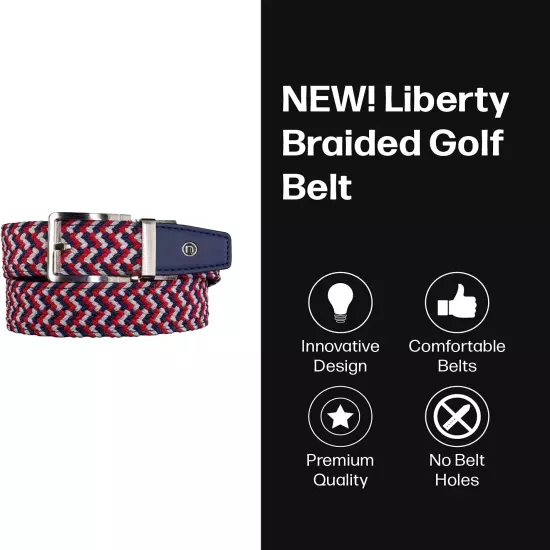 Braided Golf Belt Series with Ratchet Technology, 1 3/8" Width Strap